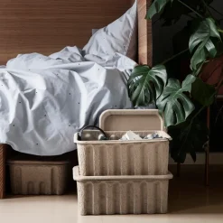 Ferm Living 2 Cajas de almacenaje de cartón con tapa Ferm, Marrón