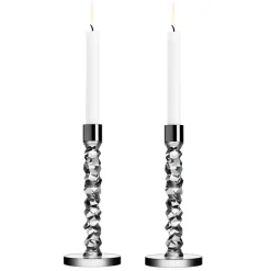 Hot Orrefors 2 Candelabros Carat, set de 2 TransparentePlateado