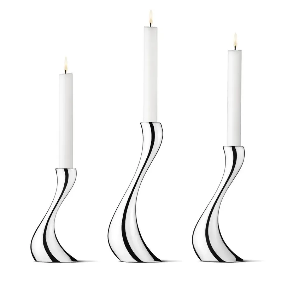 Online Georg Jensen 3 Candelabros Cobra, acero inoxidable GrisPlateado