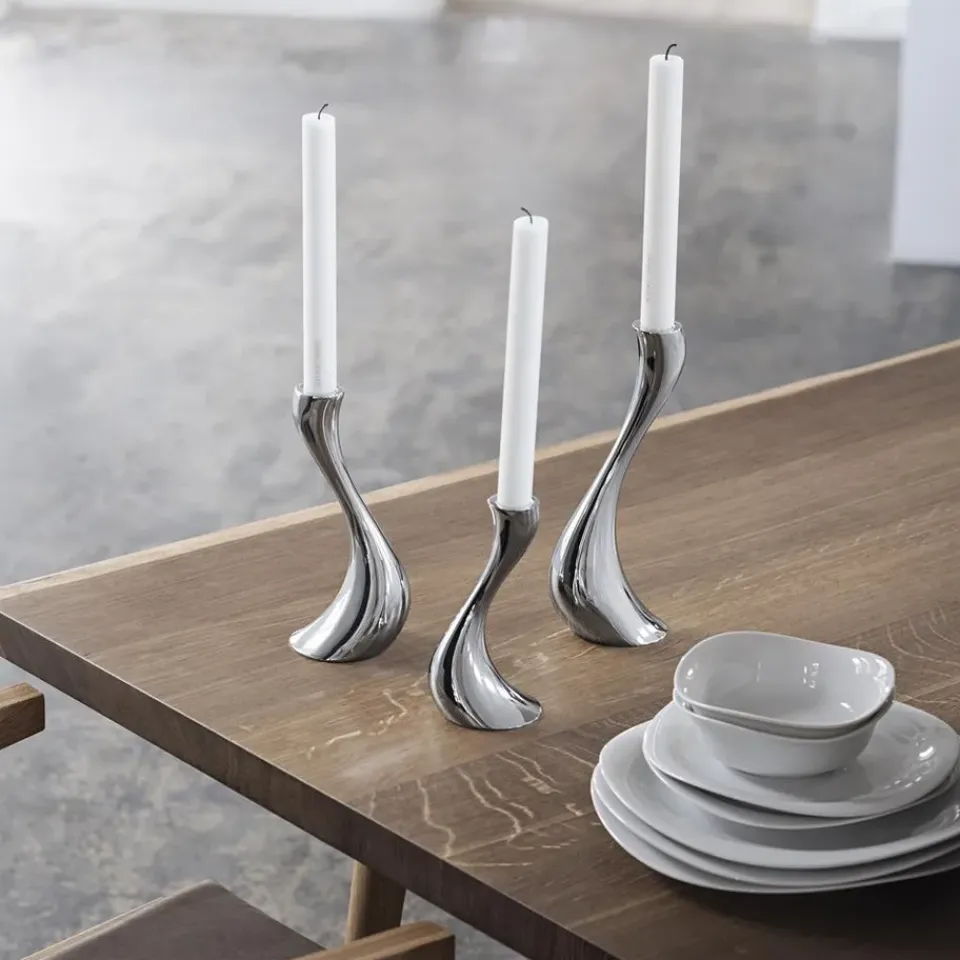 Online Georg Jensen 3 Candelabros Cobra, acero inoxidable GrisPlateado