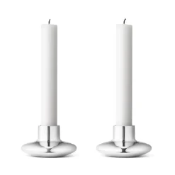 Outlet Georg Jensen 2 Candelabros HK, 4,2 cm GrisPlateado