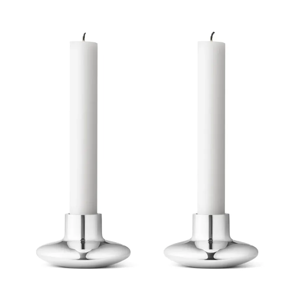 Outlet Georg Jensen 2 Candelabros HK, 4,2 cm GrisPlateado