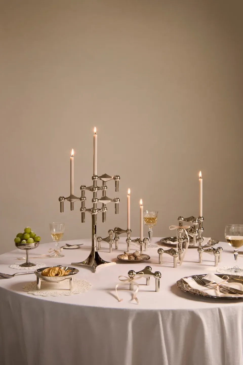 Outlet STOFF 3 Candelabros Nagel, cromo Plateado