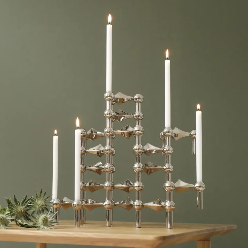 Outlet STOFF 3 Candelabros Nagel, cromo Plateado