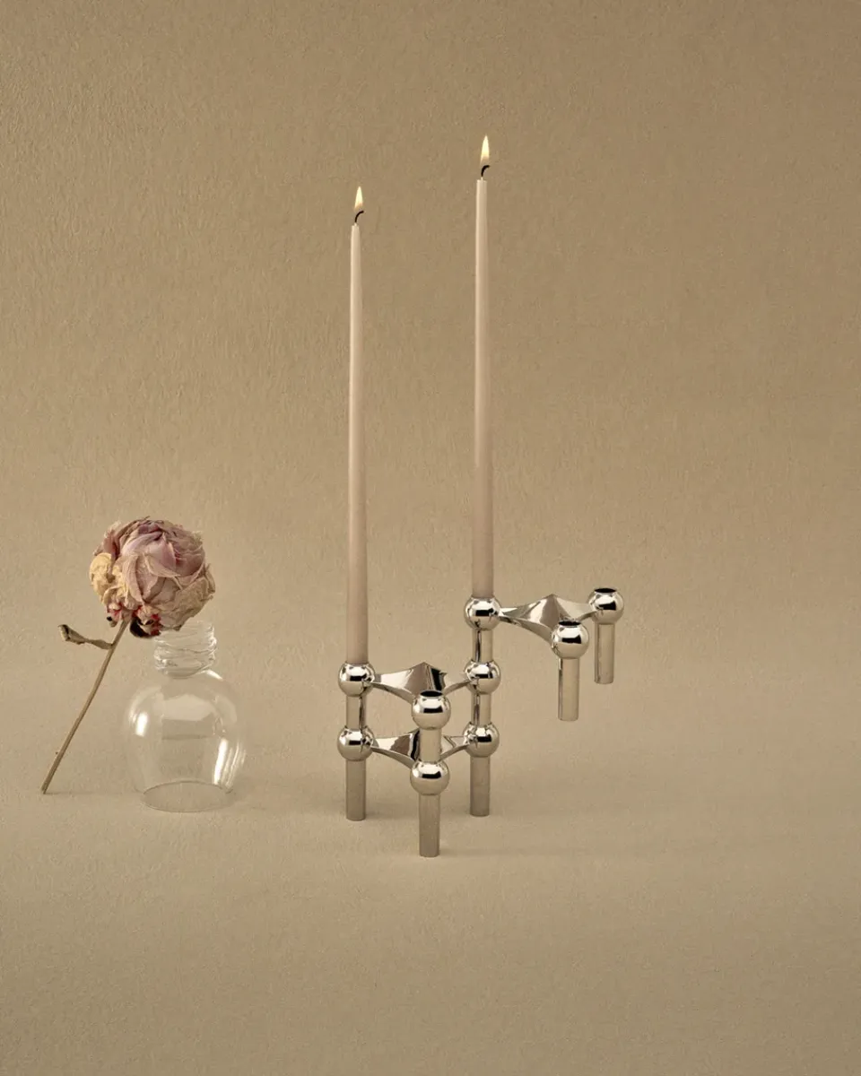 Outlet STOFF 3 Candelabros Nagel, cromo Plateado