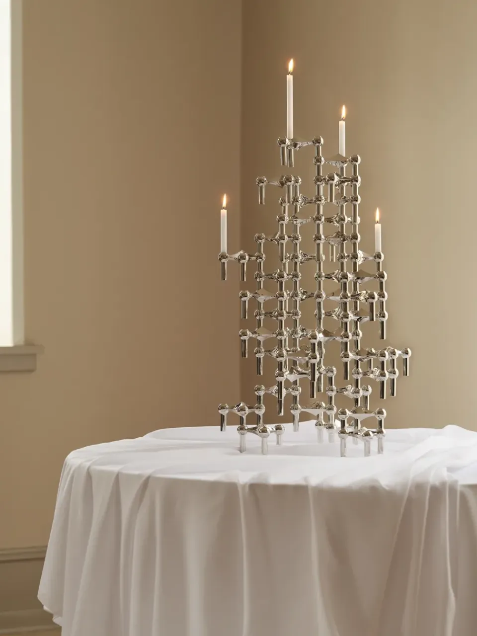 Outlet STOFF 3 Candelabros Nagel, cromo Plateado