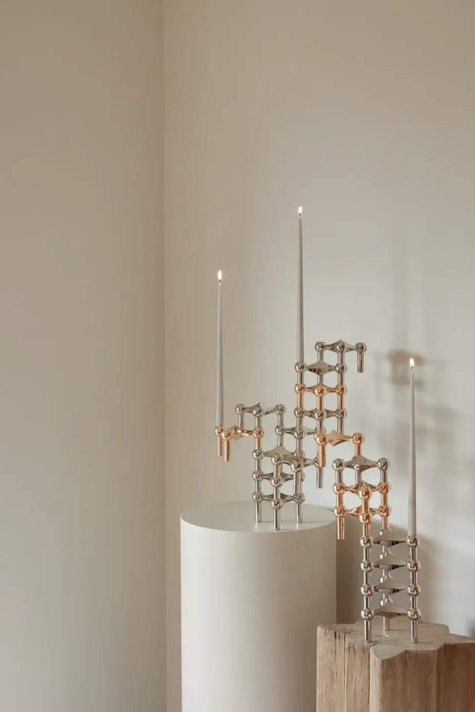 Outlet STOFF 3 Candelabros Nagel, oro Rosa