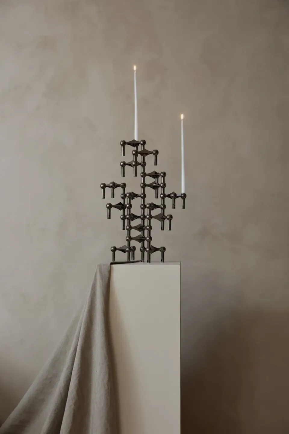 Outlet STOFF 3 Candelabros Nagel, cromo negro Gris