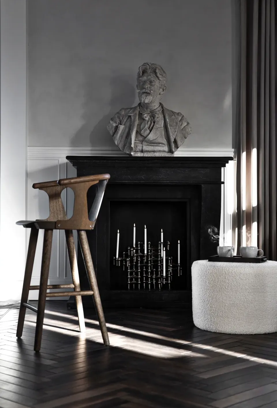 Outlet STOFF 3 Candelabros Nagel, cromo negro Gris