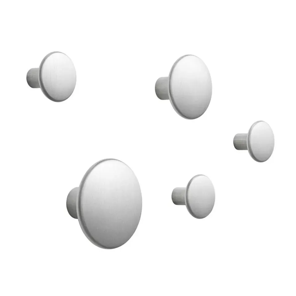 New Muuto 5 Colgadores The Dots, metal, aluminio Plateado