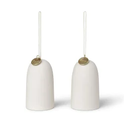 Clearance Ferm Living 2 Colgantes de navidad Bell klocka Ø4 cm, Off-white BeigeBlanco