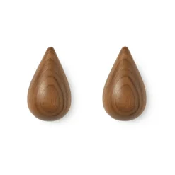 New Normann Copenhagen 2 Ganchos Dropit nogal, pequeños Marrón