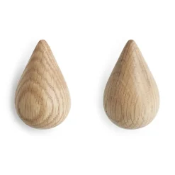 Sale Normann Copenhagen 2 perchas Dropit, grandes, madera Beige
