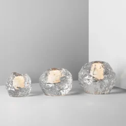 Kosta Boda 3 portavelas Snowball, set de 3 Transparente