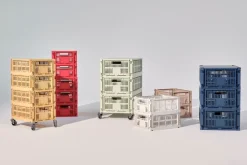 Hot HAY 4 Ruedas Colour Crate, Stor Gris