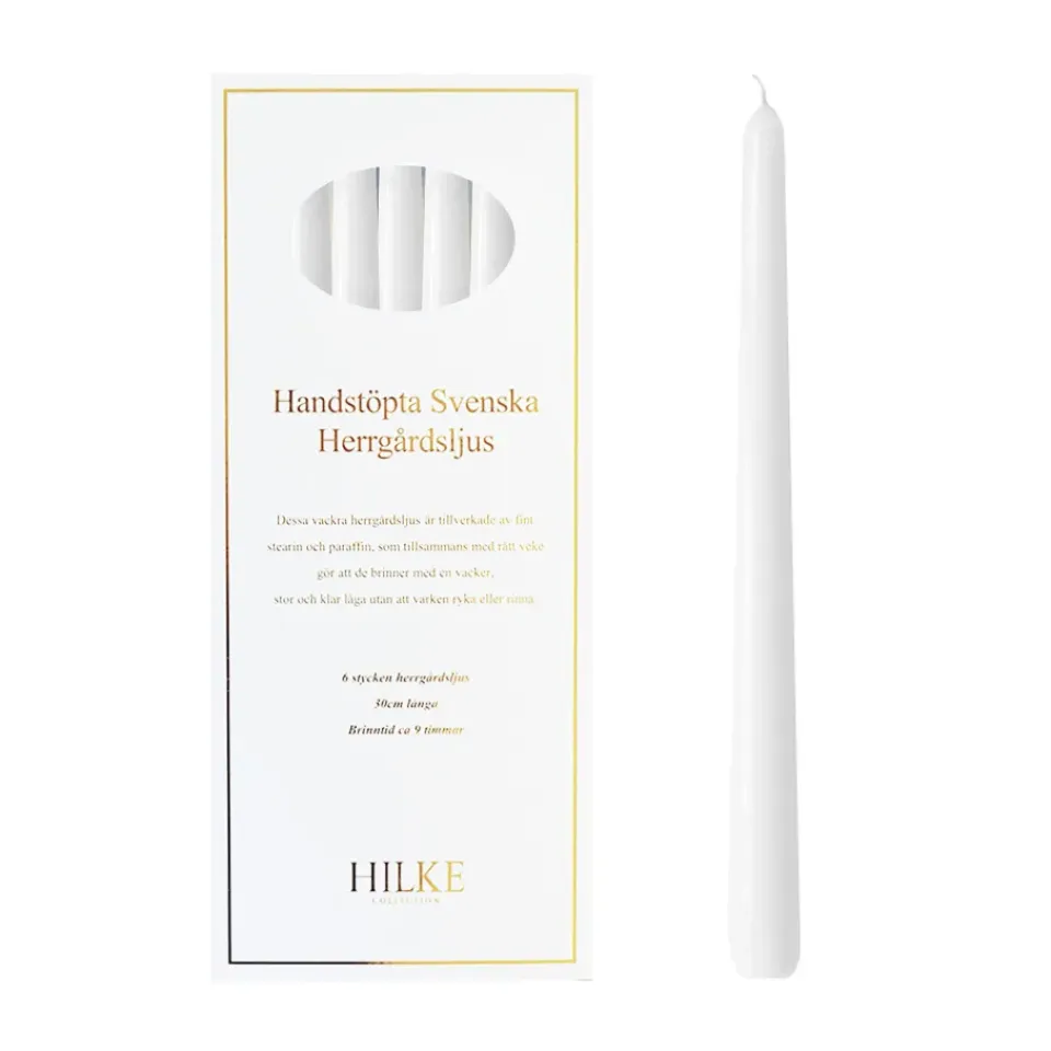 Best Hilke Collection 6 Velas Herrgårdsljus 30 cm, brillo Blanco