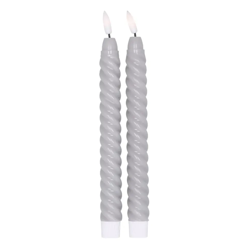 Discount Scandi Essentials 2 Velas LED Twisted 25 cm, Gris