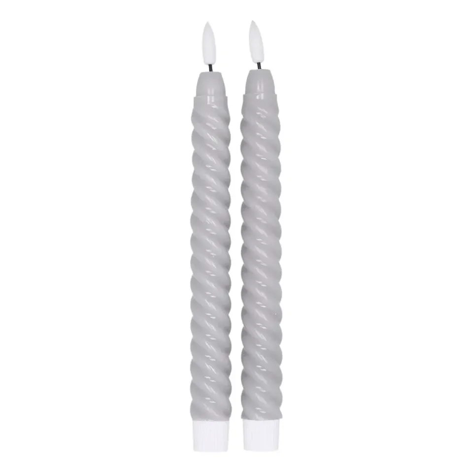 Discount Scandi Essentials 2 Velas LED Twisted 25 cm, Gris