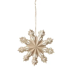 New Broste Copenhagen Adorno de navidad Snowflake natural, Ø15 cm Beige