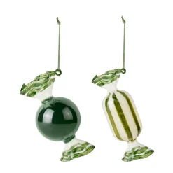 Sale Broste Copenhagen Adorno navideño Candy vidrio 2 piezas, Forest Green Verde