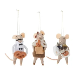 Discount Bloomingville Adorno navideño Peo lana 3 piezas, Natural Beige
