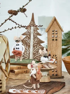 Discount Bloomingville Adorno navideño Peo lana 3 piezas, Natural Beige