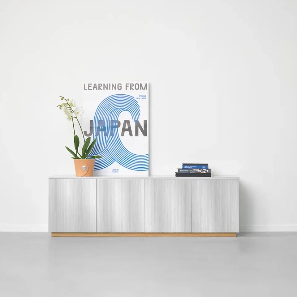 Discount A2 Aparador Beam, claro, base claro, panel superior en mármol carrara Gris