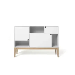 New Zweed Aparador Citti 6x3, White, base de roble lacado mate Blanco