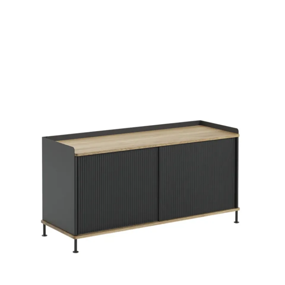 New Muuto Aparador Enfold Low, Black-Oak-Metal Negro