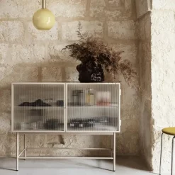 Outlet Ferm Living Aparador Haze, Cashmere, vidrio ondulado Beige
