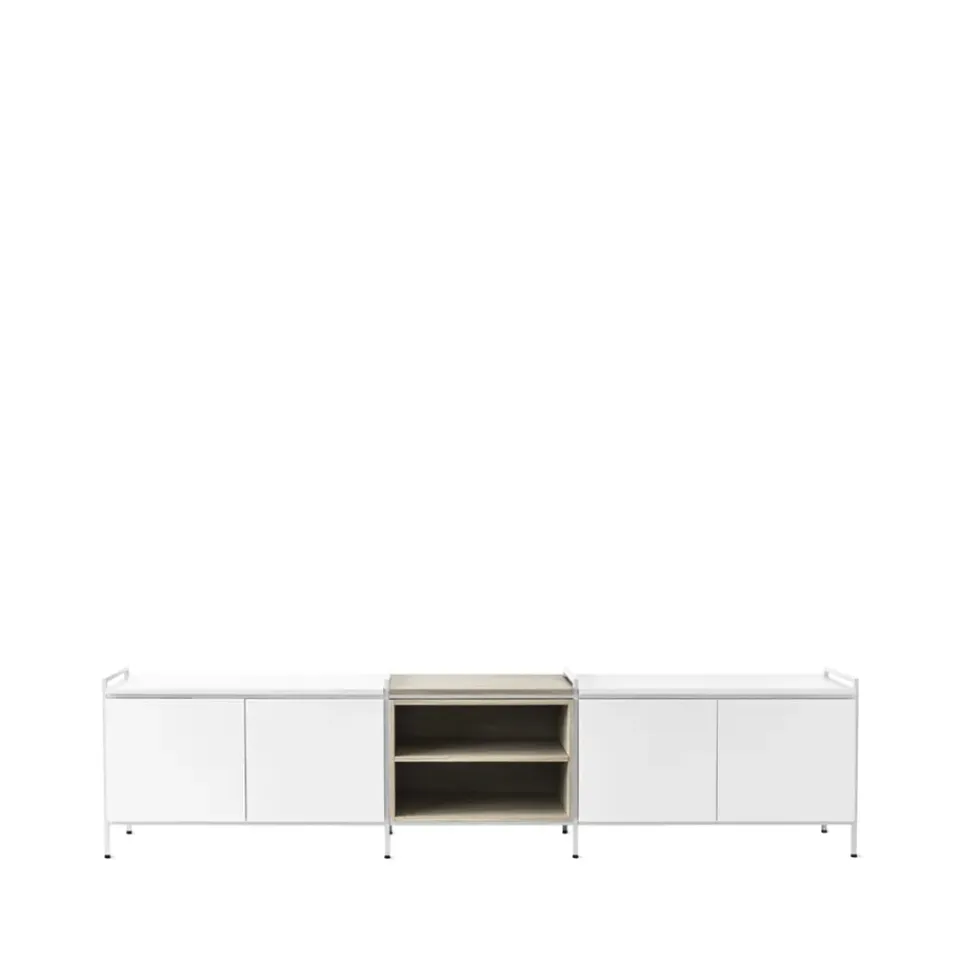 Online Zweed Aparador Molto bajo, /roble, 3 secciones Blanco