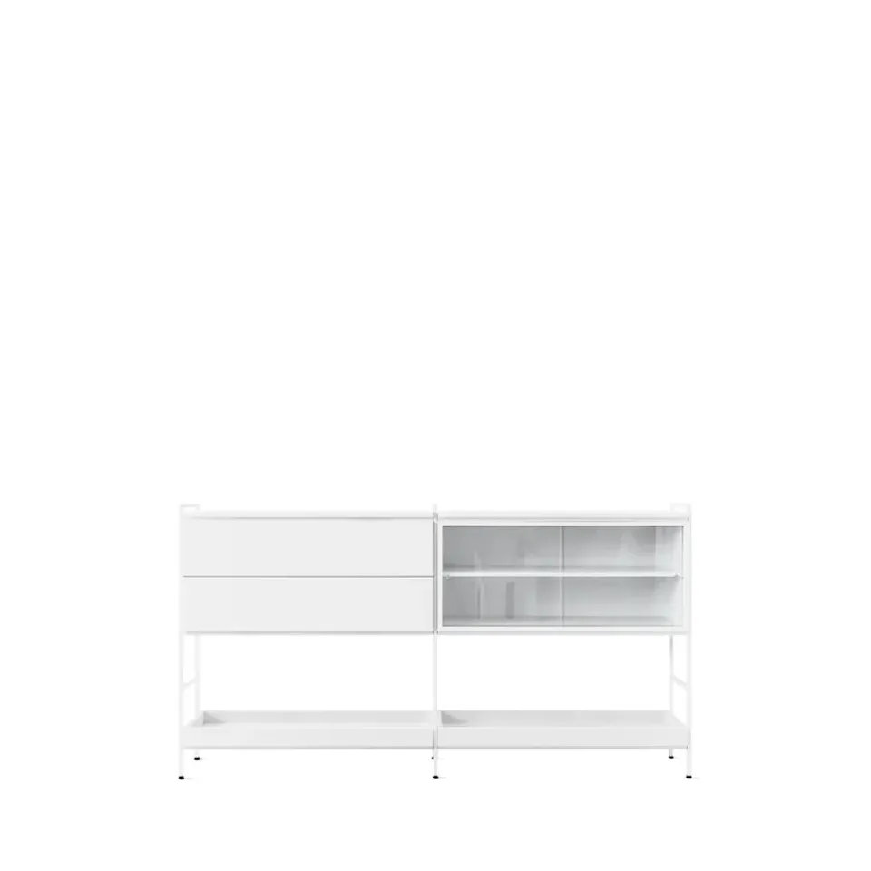Sale Zweed Aparador Molto Medium, , 2 secciones con vitrina Blanco