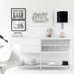 Sale Zweed Aparador Molto Medium, , 2 secciones con vitrina Blanco
