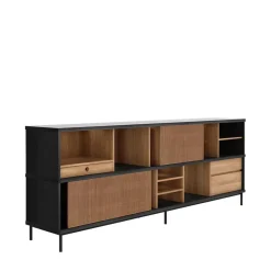 Clearance Ethnicraft Aparador Oscar, Teca 2 puertas correderas 3 cajones Marrón