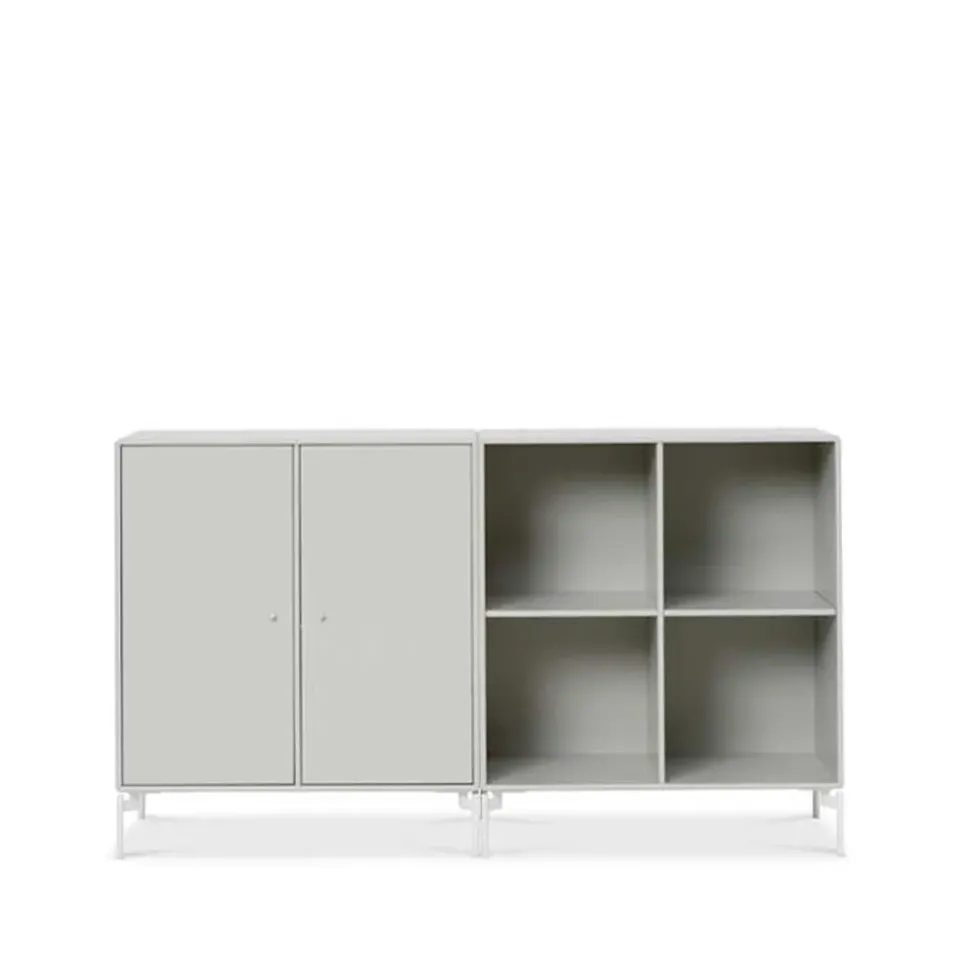 New Montana Aparador Pair, Nordic 09, patas lacadas en blanco Gris