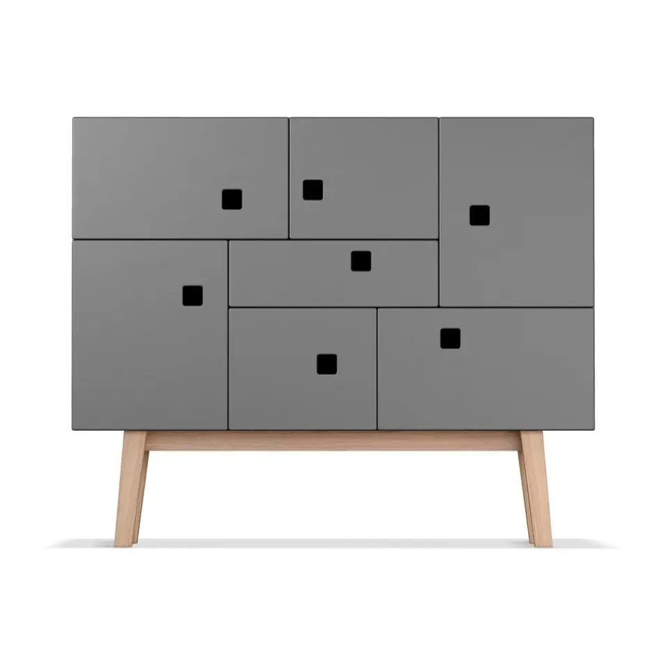 Best Zweed Aparador Peep C1, Slate grey, retro, base de roble Gris