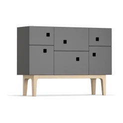 Online Zweed Aparador Peep C2, Slate grey, roble pigmentado blanco Gris