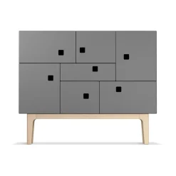 Outlet Zweed Aparador Peep C1, Slate grey, roble pigmentado blanco Gris