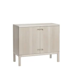 Online Stolab Aparador Prio bajo, Abedul aceitado blanco, puerta de madera Beige