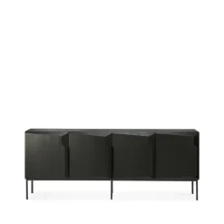 Discount Ethnicraft Aparador Stairs 4 puertas, Roble teñido 200x80x46 cm Negro