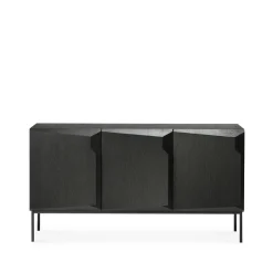 Hot Ethnicraft Aparador Stairs 3 puertas, Roble tintado 150x80x46 cm Negro