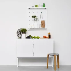 Outlet A2 Aparador Story, medianoche, base de roble aceitado blanco Azul