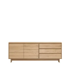 Discount Ethnicraft Aparador Wave, Roble aceitado 2 puertas 3 cajones Beige