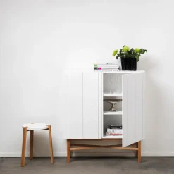 A2 Aparador White Cabinet, Roble MarrónBlanco