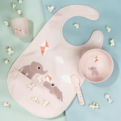 Best Done by deer Babero con velcro Playground, Powder Beige