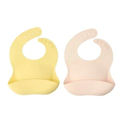 New Scandi Living Babero de silicona Silly, 2-pack, Blush-lemon RosaAmarillo