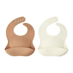 Scandi Living Babero de silicona Silly, 2-pack, Vanilla-hazel BlancoMarrón