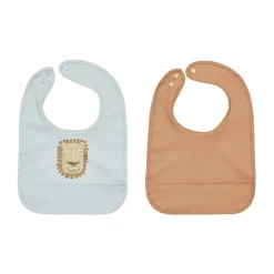 Outlet OYOY Babero Lobo Lion 2 piezas, Caramel-ice Blue AzulBeige