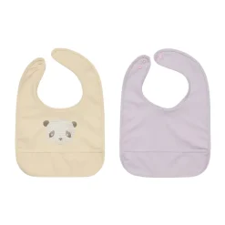 New OYOY Babero panda Lun Lun 2 piezas, Vanilla-lavender BeigePúrpura