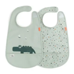 Outlet Done by deer Baberos con velcro Croco 2-pack, Green Verde